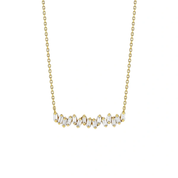 Suzanne Kalan Bold Bar Pendant in 18K Yellow Gold | Fine Necklaces | Coveti
