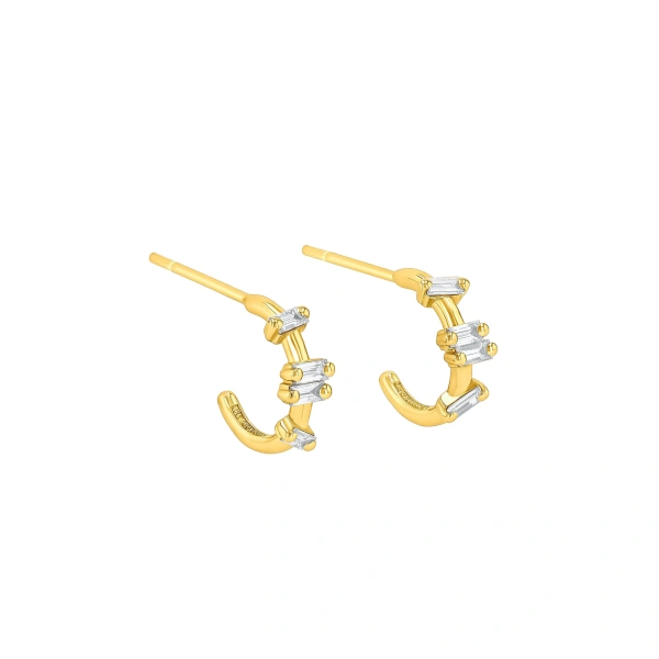 Suzanne Kalan Bold Barbwire Mini Hoops in 18K Yellow Gold | Fine Earrings | Coveti