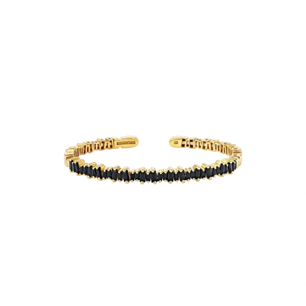 Bold Black Sapphire Bangle in 18K Yellow Gold