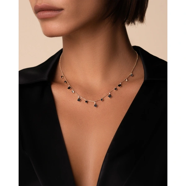 Suzanne Kalan Bold Black Sapphire Cascade Necklace in 18K Rose Gold | Fine Necklaces | Coveti