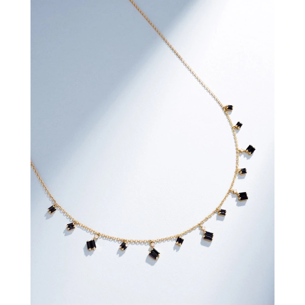 Suzanne Kalan Bold Black Sapphire Cascade Necklace in 18K Yellow Gold | Fine Necklaces | Coveti