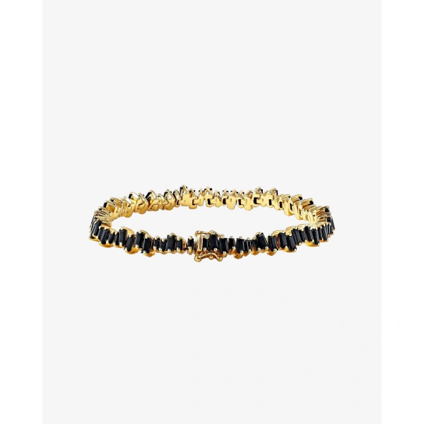 Suzanne Kalan Bold Black Sapphire Tennis Bracelet in 18K Yellow Gold | Fine Bracelets | Coveti