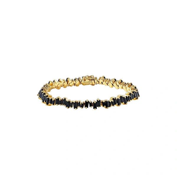 Bold Black Sapphire Tennis Bracelet in 18K Yellow Gold