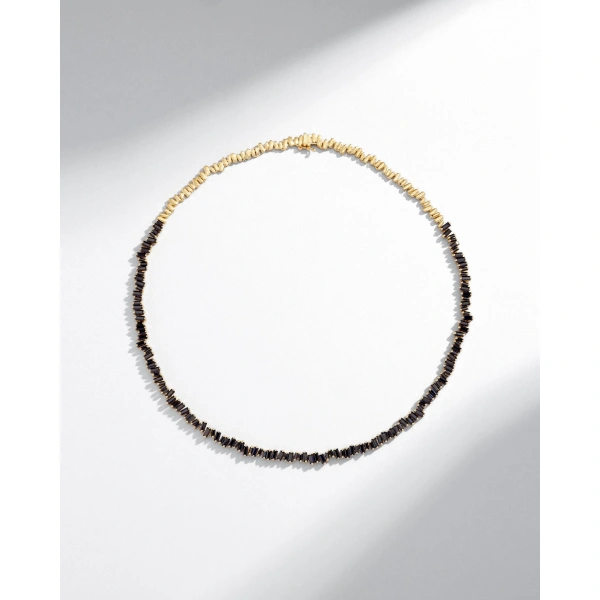 Suzanne Kalan Bold Black Sapphire Tennis Necklace in 18K Yellow Gold | Fine Necklaces | Coveti