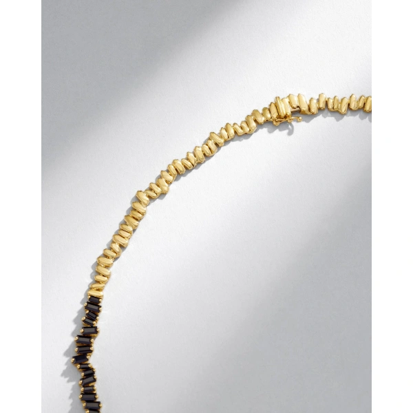 Suzanne Kalan Bold Black Sapphire Tennis Necklace in 18K Yellow Gold | Fine Necklaces | Coveti