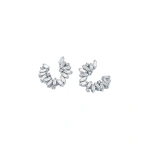 Suzanne Kalan Bold Burst Diamond Sideways Mini Hoops in 18K White Gold | Fine Earrings | Coveti