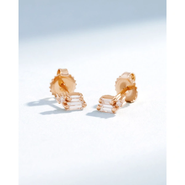 Suzanne Kalan Bold Burst Diamond Studs in 18K Rose Gold | Fine Earrings | Coveti