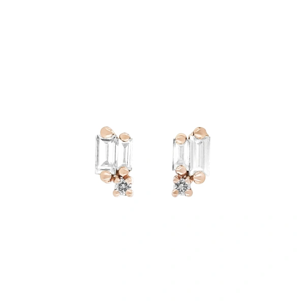 Bold Burst Diamond Studs in 18K Rose Gold