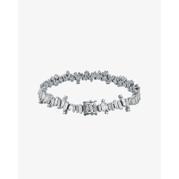 Suzanne Kalan Bold Burst Diamond Tennis Bracelet in 18K White Gold | Fine Bracelets | Coveti