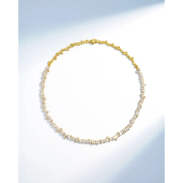 Suzanne Kalan Bold Burst Diamond Tennis Necklace in 18K Yellow Gold | Fine Necklaces | Coveti