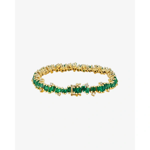 Suzanne Kalan Bold Burst Emerald Tennis Bracelet in 18K Yellow Gold | Fine Bracelets | Coveti