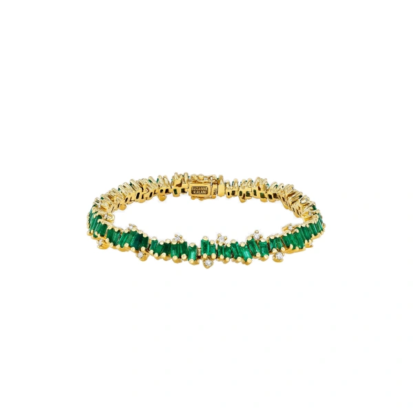 Bold Burst Emerald Tennis Bracelet in 18K Yellow Gold