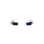 Suzanne Kalan Bold Burst Mini Dark Blue Sapphire Studs in 18K White Gold | Fine Earrings | Coveti