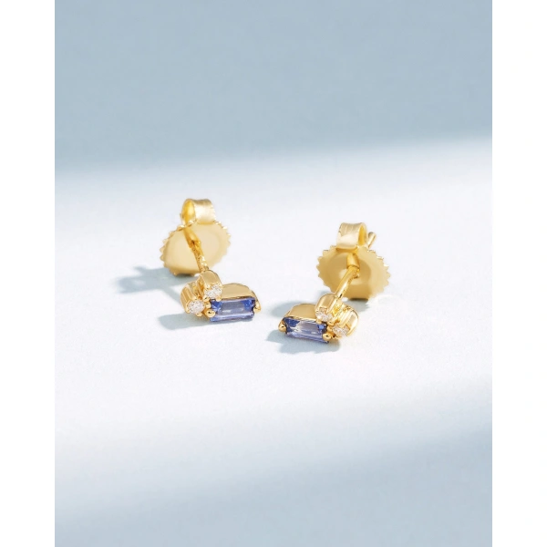 Suzanne Kalan Bold Burst Mini Light Blue Sapphire Studs in 18K Yellow Gold | Fine Earrings | Coveti