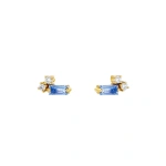 Suzanne Kalan Bold Burst Mini Light Blue Sapphire Studs in 18K Yellow Gold | Fine Earrings | Coveti