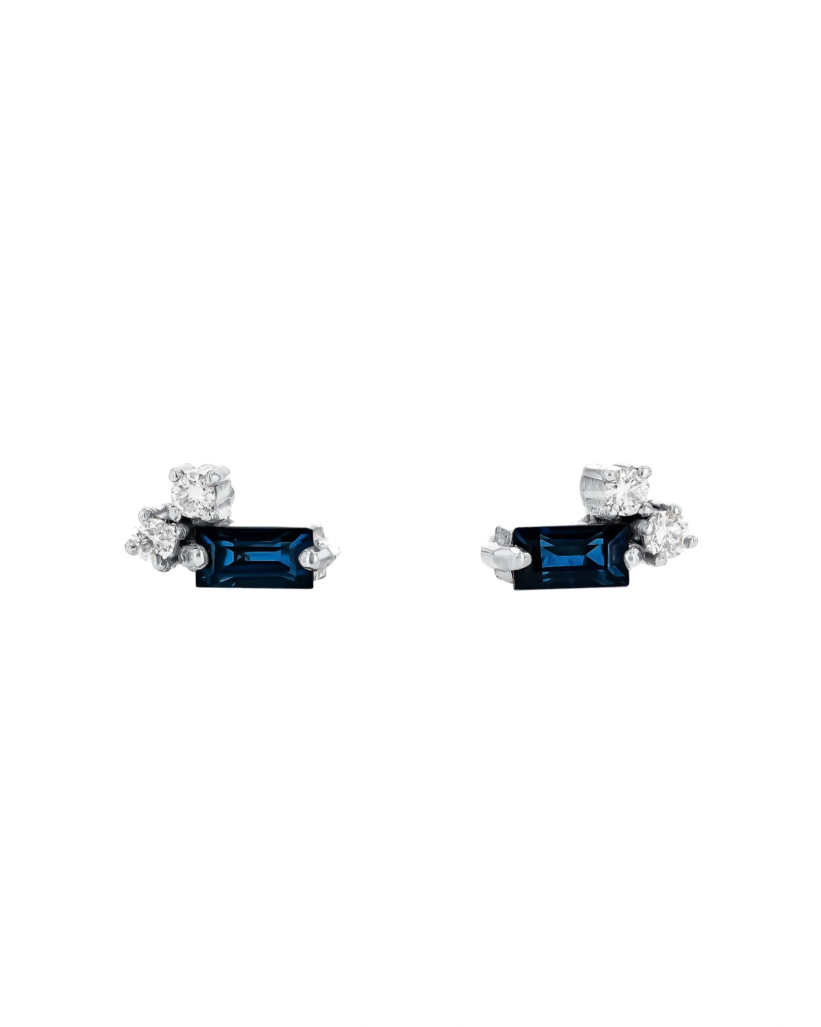 Suzanne Kalan Bold Burst Mini Studs in 18K White Gold, Dark Blue Sapphire Suzanne Kalan Bold Burst Mini Studs in 18K White Gold, Dark Blue Sapphire | Fine Earrings | Coveti