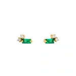 Suzanne Kalan Bold Burst Mini Studs in 18K Yellow Gold, Emerald | Fine Earrings | Coveti