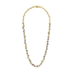 Suzanne Kalan Bold Burst Pastel Sapphire Tennis Necklace in 18K Yellow Gold | Fine Necklaces | Coveti