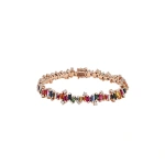 Suzanne Kalan Bold Burst Rainbow Sapphire Tennis Bracelet in 18K Rose Gold | Fine Bracelets | Coveti