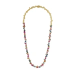 Suzanne Kalan Bold Burst Rainbow Sapphire Tennis Necklace in 18K Yellow Gold | Fine Necklaces | Coveti