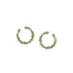 Suzanne Kalan Bold Burst Sideways Midi Hoops in 18K Yellow Gold, Emerald | Fine Earrings | Coveti