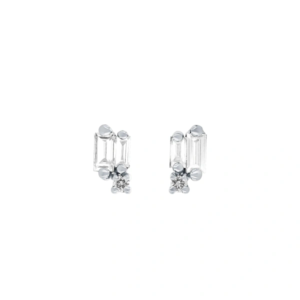 Suzanne Kalan Bold Burst Studs in 18K White Gold | Fine Earrings | Coveti