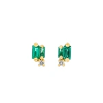 Suzanne Kalan Bold Burst Studs in 18K Yellow Gold, Emerald | Fine Earrings | Coveti
