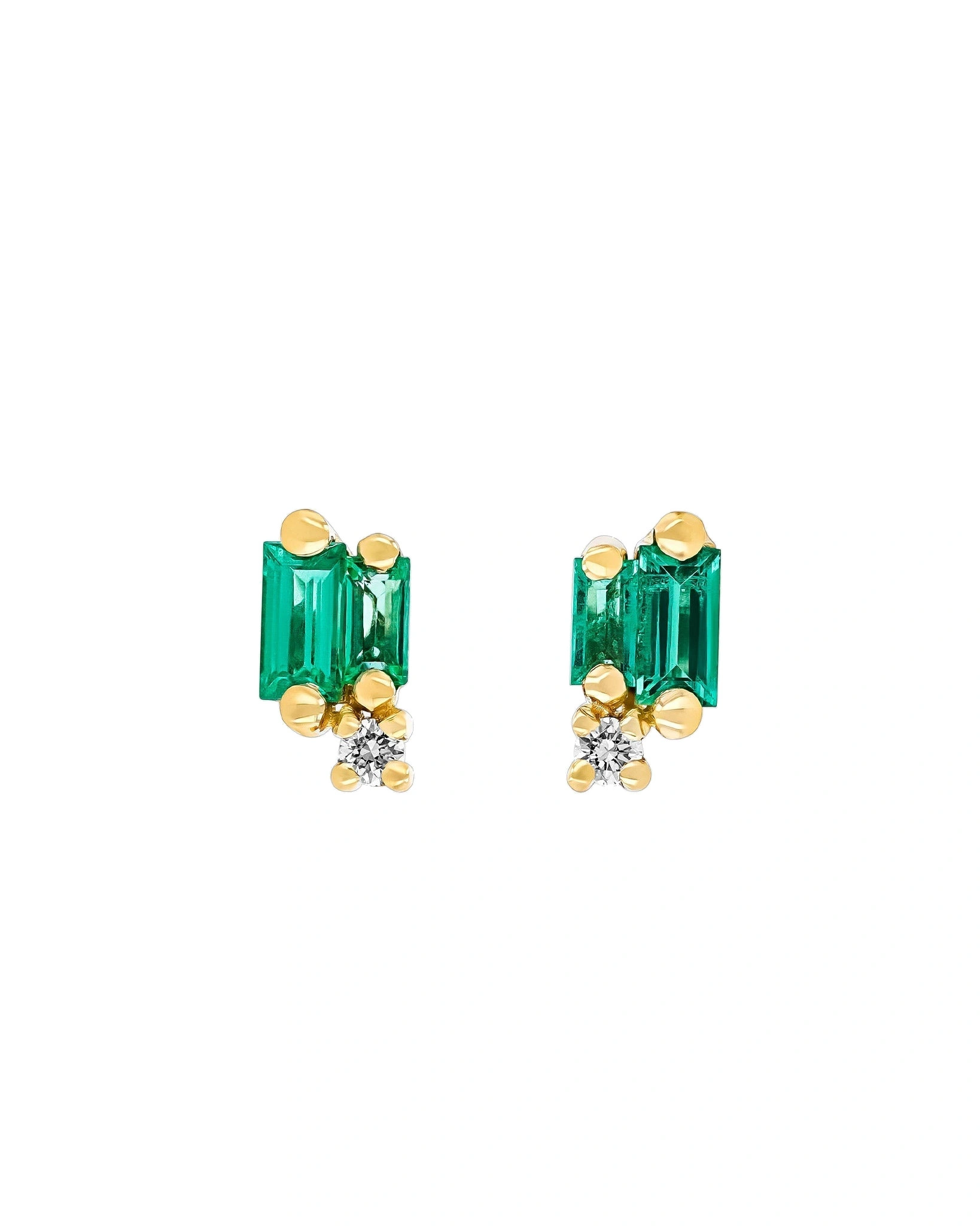 Suzanne Kalan Bold Burst Studs in 18K Yellow Gold, Emerald Suzanne Kalan Bold Burst Studs in 18K Yellow Gold, Emerald | Fine Earrings | Coveti