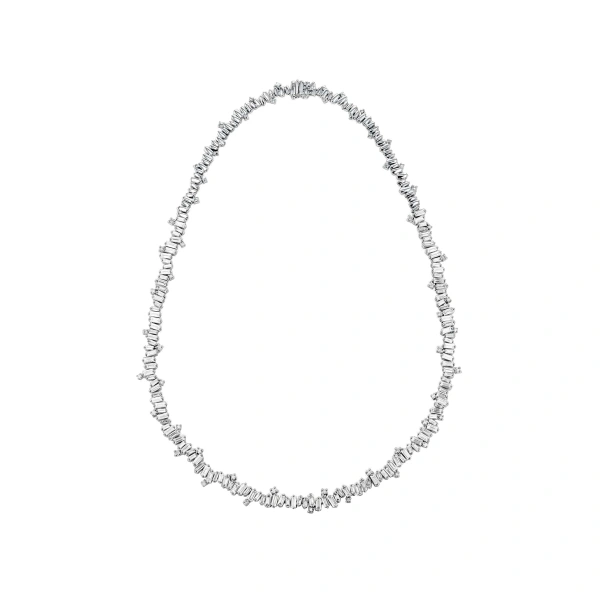 Bold Burst Tennis Necklace in 18K White Gold
