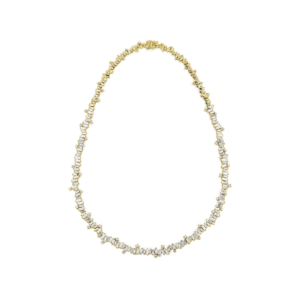 Suzanne Kalan Bold Burst Tennis Necklace in 18K Yellow Gold | Fine Necklaces | Coveti