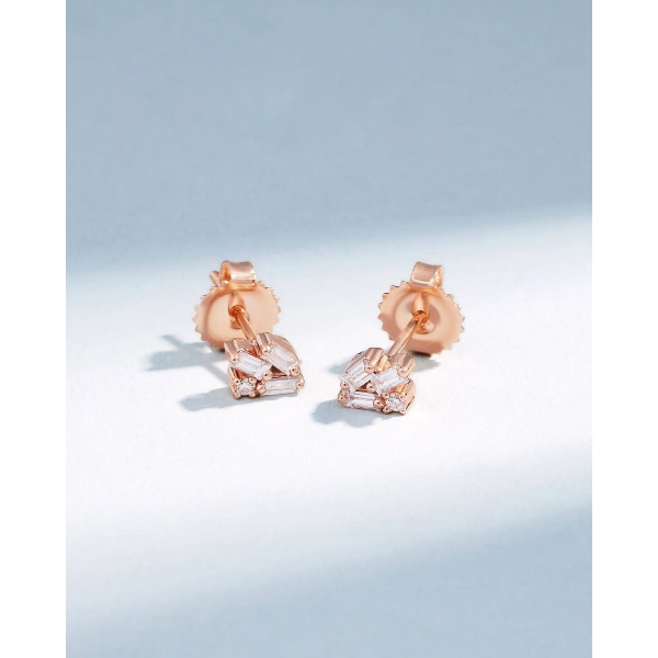 Suzanne Kalan Bold Cluster Diamond Studs in 18K Rose Gold | Fine Earrings | Coveti