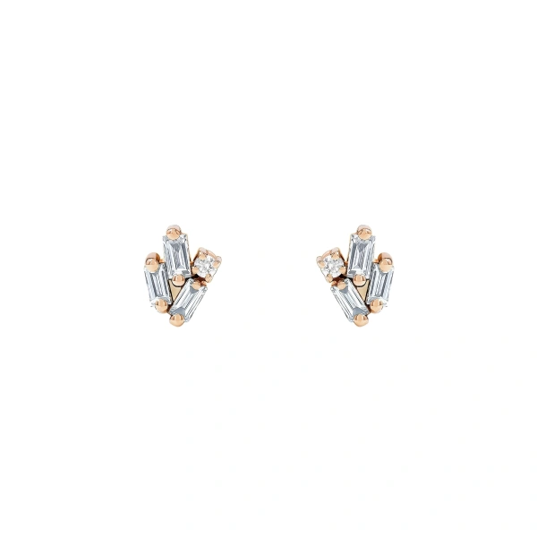 Bold Cluster Diamond Studs in 18K Rose Gold