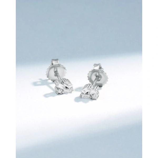 Suzanne Kalan Bold Cluster Diamond Studs in 18K White Gold | Fine Earrings | Coveti