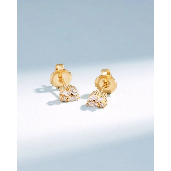 Suzanne Kalan Bold Cluster Diamond Studs in 18K Yellow Gold | Fine Earrings | Coveti