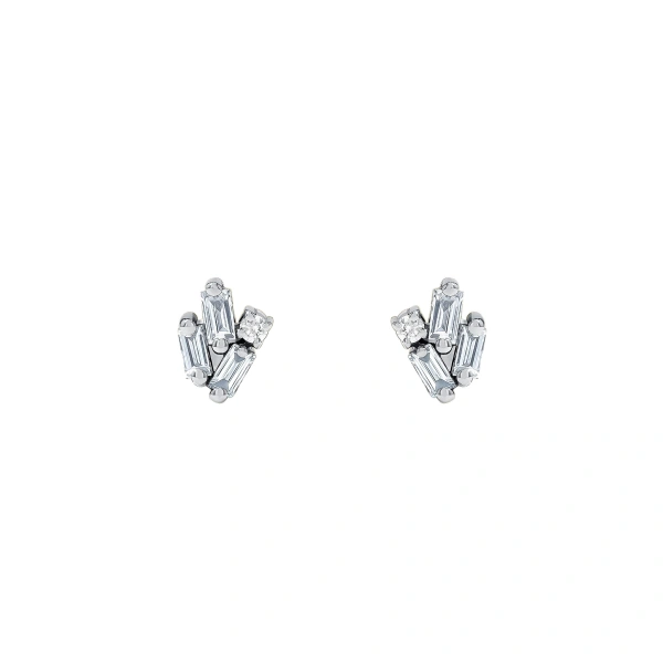 Suzanne Kalan Bold Cluster Studs in 18K White Gold | Fine Earrings | Coveti