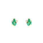 Suzanne Kalan Bold Cluster Studs in 18K Yellow Gold, Emerald | Fine Earrings | Coveti