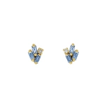 Suzanne Kalan Bold Cluster Studs in 18K Yellow Gold, Light Blue Sapphire | Fine Earrings | Coveti