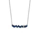 Suzanne Kalan Bold Dark Blue Sapphire Bar Pendant in 18K White Gold | Fine Necklaces | Coveti