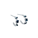 Suzanne Kalan Bold Dark Blue Sapphire Barbwire Mini Hoops in 18K White Gold | Fine Earrings | Coveti