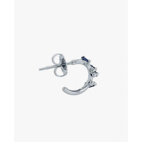 Suzanne Kalan Bold Dark Blue Sapphire Barbwire Mini Hoops in 18K White Gold | Fine Earrings | Coveti
