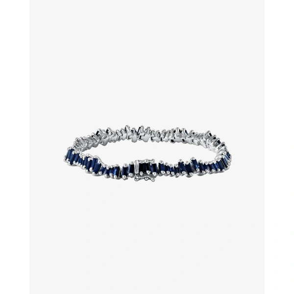 Suzanne Kalan Bold Dark Blue Sapphire Tennis Bracelet in 18K White Gold | Fine Bracelets | Coveti