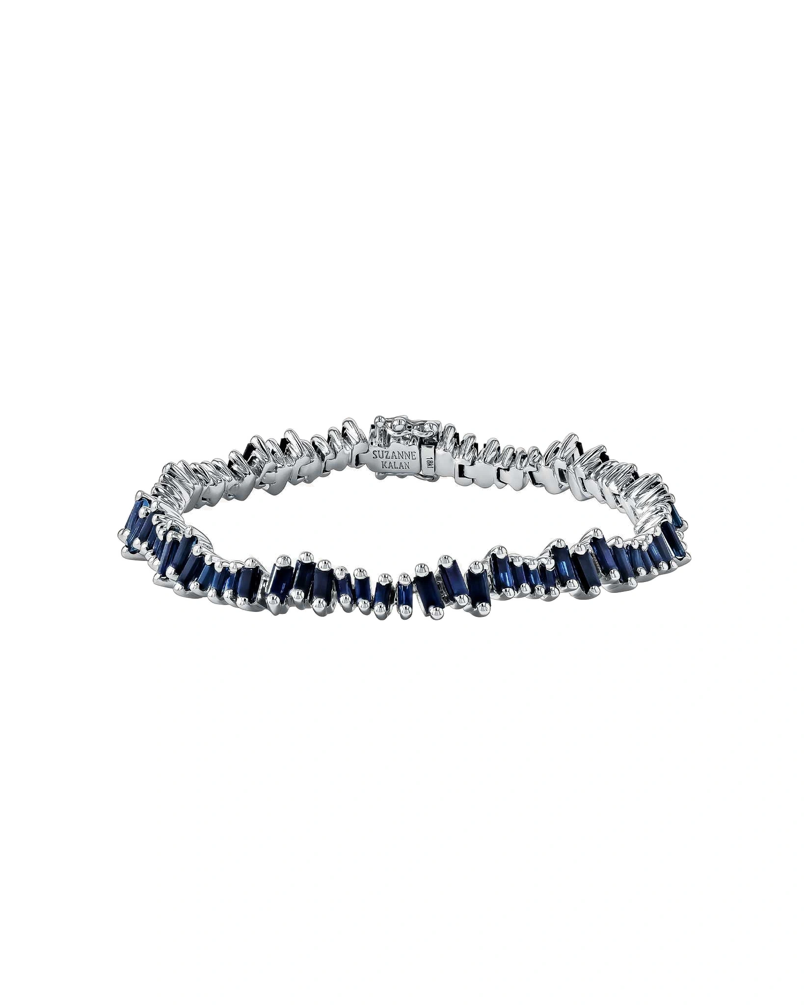 Suzanne Kalan Bold Dark Blue Sapphire Tennis Bracelet in 18K White Gold Suzanne Kalan Bold Dark Blue Sapphire Tennis Bracelet in 18K White Gold | Fine Bracelets | Coveti