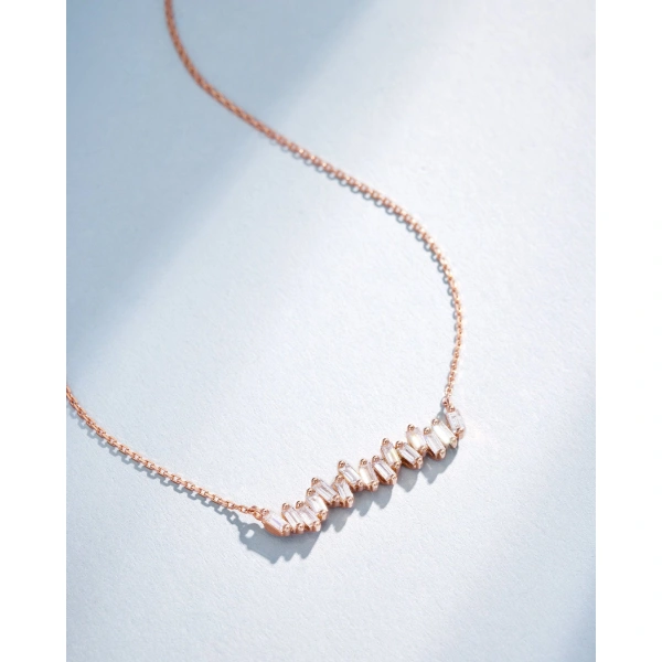 Suzanne Kalan Bold Diamond Bar Pendant in 18K Rose Gold | Fine Necklaces | Coveti