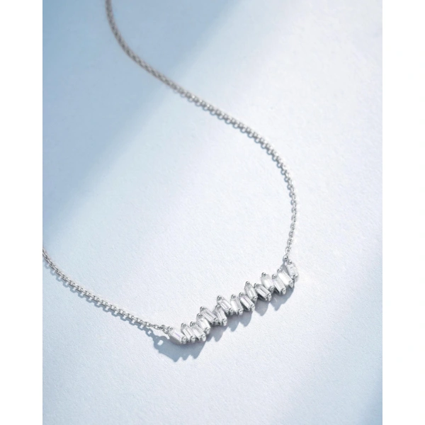 Suzanne Kalan Bold Diamond Bar Pendant in 18K White Gold | Fine Necklaces | Coveti