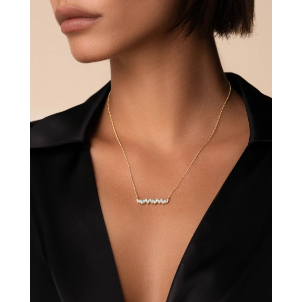 Suzanne Kalan Bold Diamond Bar Pendant in 18K Yellow Gold | Fine Necklaces | Coveti