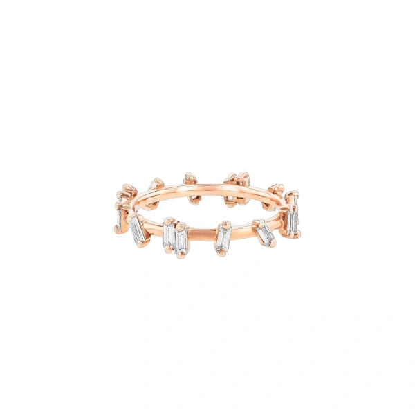 Suzanne Kalan Bold Diamond Barbwire Band in 18K Rose Gold | Fine Rings | Coveti