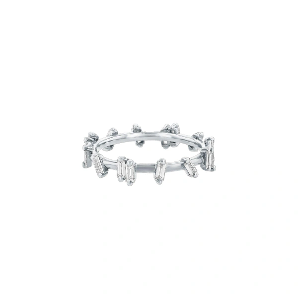 Bold Diamond Barbwire Band in 18K White Gold