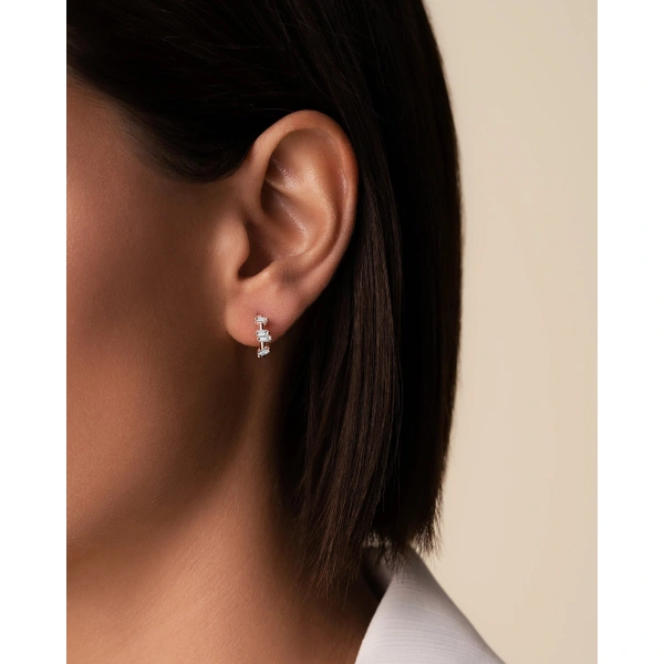 Suzanne Kalan Bold Diamond Barbwire Mini Hoops in 18K Rose Gold | Fine Earrings | Coveti