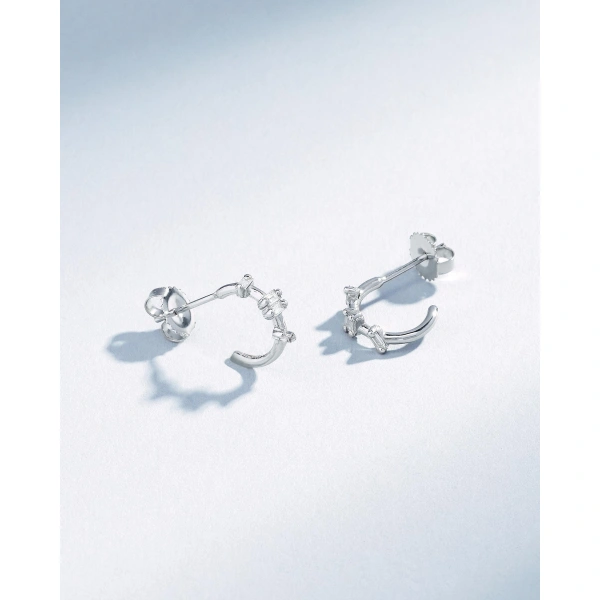 Suzanne Kalan Bold Diamond Barbwire Mini Hoops in 18K White Gold | Fine Earrings | Coveti