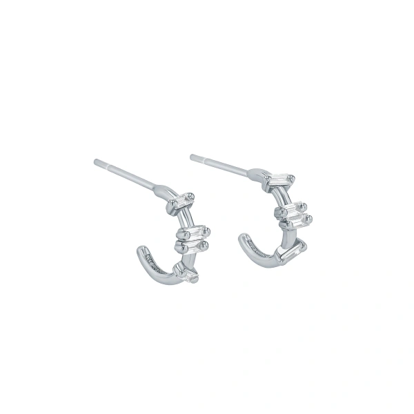 Suzanne Kalan Bold Diamond Barbwire Mini Hoops in 18K White Gold | Fine Earrings | Coveti